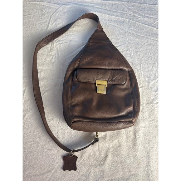 A. Giannetti Genuine Leather Sling Bag Brown Vintage - Picture 1 of 6